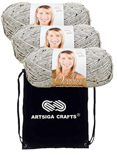 Lion Brand Yarn Vanna'S Choice 860-401 Grey Marble | 3 Skeins, Same Dye Lot, Project Bag, CYC #4 Worsted, 100% Acrylic, Ideal for Crochet, Knitting Blankets, Hats, Scarves - color: 860-401-Grey-Marble