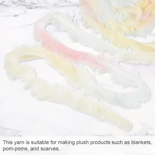 PATIKIL 70 Yards Faux Fur Yarn, 1 Skeins Fuzzy Yarn Crochet Fluffy Soft Chunky Polyester Plush Fur Eyelash for Crocheting Knit Blanket Rug Sweater Scarf Hat Bear Craft, Yellow Pink White - color: Yellow Pink White, size: 70 Yards