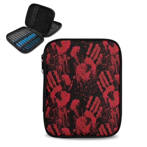 Blood Hands Crochet Hook Case Halloween Portable Crochet Hook Organizer without Accessories Knitting Needle Case for Knitting Supplies Holiday Decoration - color: Blood Hands