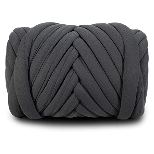 DIY, 2.2 LBS of Soft Polyester Bulky Yarn for Hand Knitting Blanket, Pillow, Handbag, Dark Grey, 41.5 Yards, Arm Knitting Yarn for Chunky Braided Knot Throw Blanket, Weave Craft Crochet - color: Dark Grey (Polyester)