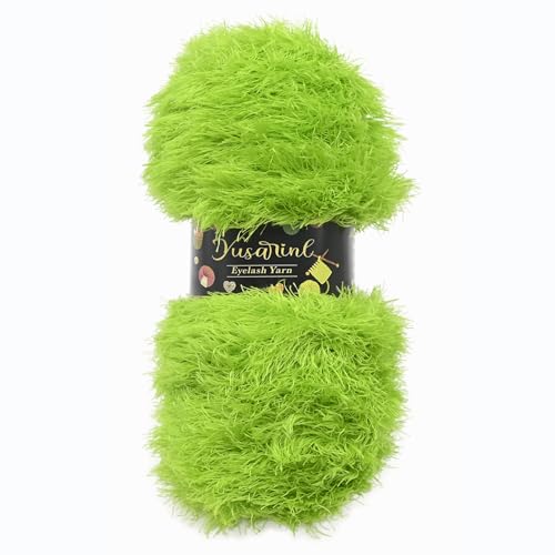 (23 Colors Available) Yusarinl Eyelash Yarn Fluffy 100% Polyester 3,35oz 130 Yards, Fun Fur Yarn for a Border, toy's Hair or Beard-Fruit Green - color: Fruit Green, size: 1 Skein
