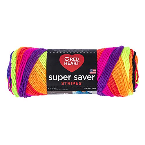 RED HEART Super Saver Yarn, 5 ounces, Bright Stripe (pack 3) - color: Bright Stripe, size: 1 Pack