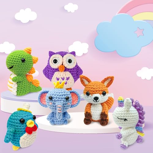 Mobelixy 6PCS Crochet Kit for Beginners, 2026 Christmas Knitting Kit with Step-by-Step Video Tutorials, Beginner Crochet Kit for Adults (Blue) - color: Blue