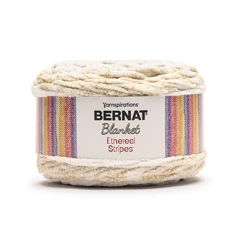 Bernat Blanket Ethereal Stripes Soft Yarn for Crocheting, Sand Dune 2-Pack | #6 Super Bulky Yarn, 100% Polyester, Self-Striping Blanket Yarn for Crochet, Knitting & Crafts, 220yds, 300g/10.5oz per skein - color: Sand Dune