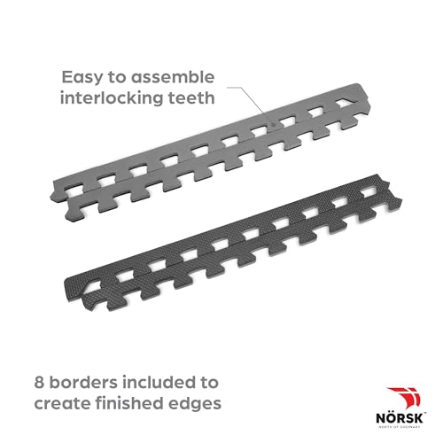 Norsk Reversible 1/2" EVA Foam Gym Floor Tiles, Gray/Black, 12-Pack | 24" x 24" interlocking tiles cover 48 sq. ft. for home gyms and multipurpose workout areas - color: Gray/Black, size: 12 Tiles - 48 sq. Ft
