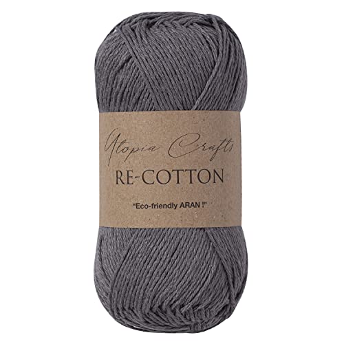 Re-Cotton Knitting Yarn 3X 100g / 3.52oz (Storm Grey, 3 Pack) - color: Storm Grey
