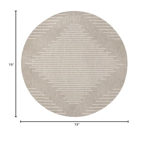Unique Loom Outdoor Modern Collection Area Rug - Tambor (6' 1" Round, Gray/ Ivory) - color: Gray/Ivory, size: 6'1" (Round)