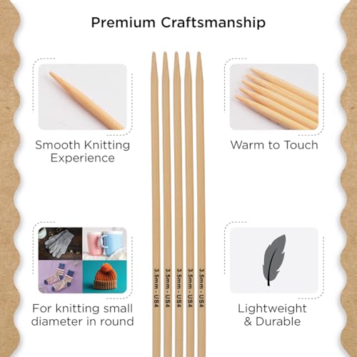 Knitter’s Pride Bamboo Luxe Double-Point Needle 8""(20cm) - US 4(3.5mm) - size: 3.50mm
