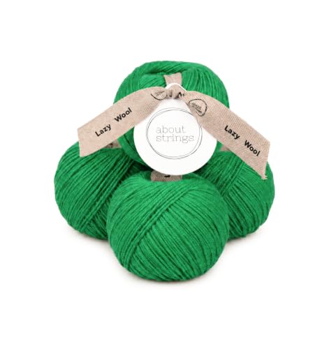 Lazy Wool - Merino Wool Blend No. 3 Light DK Yarn, 50g 109 Yards per Ball, 4-Pack (Dill) - color: Dill