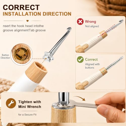 Lighted Crochet Hook Set, Crochet Hooks with Stitch & Row Counter, 18 Sizes | Rechargeable LED Light for Low-Light Crocheting, Handy Crochet Accessories, Mother's Day and Birthday Gifts for Crocheters