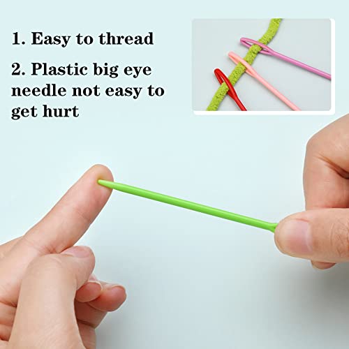 LUNARM 50PCS Plastic Needles for Yarn Large Eye Sewing Needles | 9cm/3.54inch Plastic Needles in Box for Crafts, Weaving Projects, Canvas Embroidery, Sturdy Easy Thread for Fine Motor Skills - size: 3.54 inches