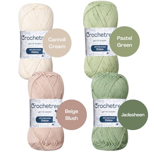 Premium Mercerized Cotton Yarn for Crochet & Knitting – Fingering Weight 4-Ply, 50g (1.76 oz) / 125 m (136 yds), High-Gloss, Anti-Splitting, Fade-Resistant Cotton (Light Nature) - color: Light Nature