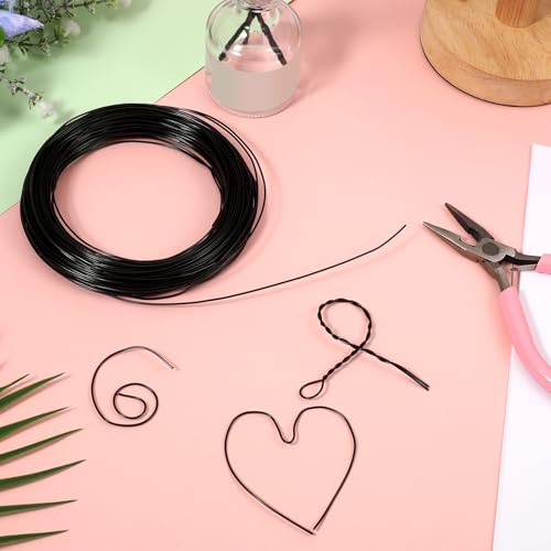 18 Gauge Craft Wire Bendable, 99 Feet 1mm Black Wire Aluminum for Jewelry Bendable Craft for Jewelry Making Wreath, DIY Crafts