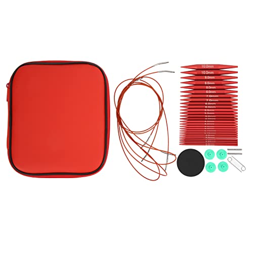 Red Circular Knitting Needles Interchangeable Knitting Needles Detachable Circular Interchangeable Knitting Needles Crochet Kit with Various Sizes for Gift or Crochet Sweater Knitting Needles