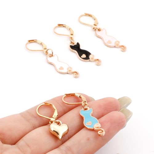 DoreenBeads Stitch Markers for Crocheting and Knitting | Alloy Enamel Crochet Marker Crochet Gifts for Knitting Weaving Sewing Accessories Quilting Jewelry Making - color: Cats Sitting on the Back