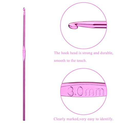 Iuuidu 3mm Aluminum Crochet Hook, Smooth Crochet Needles | Crochet Hooks for Arthritic Hands, Knitting Needles for Yarn Craft, Great Handmade DIY Present for Friends, Random Color - color: Aluminum Crochet Hook, size: 3.0mm