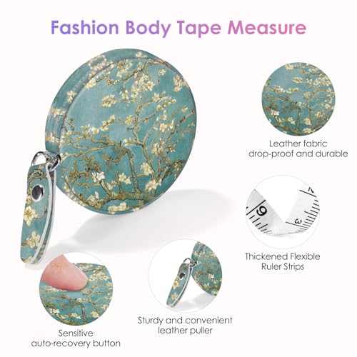 Two-Piece Sewing Tape Measure，Colour Printed Small Retractable Soft Measuring Tape for Tailor Cloth Fabric Body Measurements. - color: Flower One