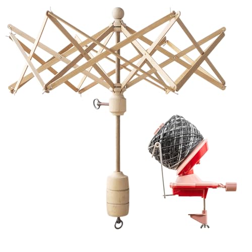 Knit Picks Yarn Winding Bundle - Yarn Ball Winder (Red) and Birch Wooden Yarn Swift