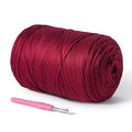 800g T-Shirt Yarn for Crocheting Crafts/Bags/Basket/Coaster,Hand Knitting Tshirt Yarn for Crochet,228yds T Shirt Yarns with High Elastic Thick Yarns Polyester Fabric（Burgundy） - color: Burgundy