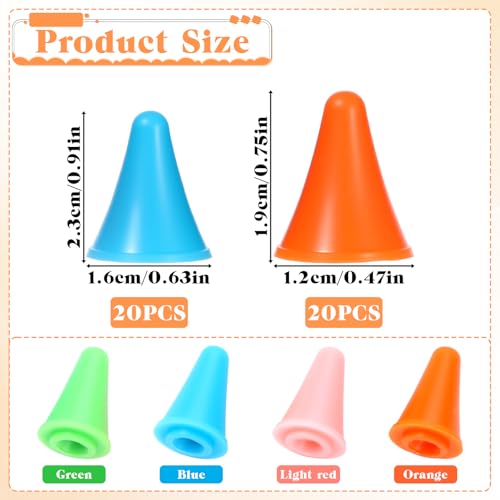 40Pcs Knitting Needle Stoppers, Colorful Plastic Knitting Needle Point Protector for Knitting Sewing DIY Art, 2 Sizes Needle Tip Cap Include 20 Small and 20 Large, Knitting Accessories
