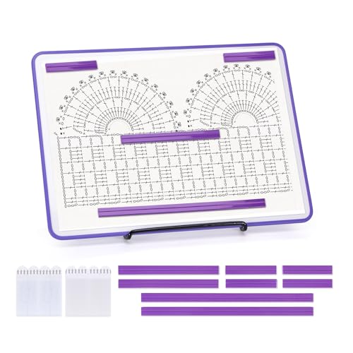 BABYSHEEP Knitting Pattern Holder with 8 Replacement Magnets & Velcro | Knitting Chart Keeper Magnetic Board Cross Stitch Supplies for Crochet 12.3*8.9inches (Purple-Velcro) - color: Purple-velcro