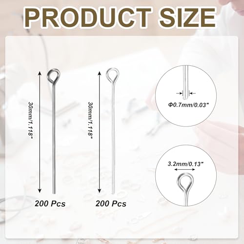 PATIKIL 1.2 Inch Eye Pins, Jewelry Making Headpins Straight Pins Findings Bendable for DIY Craft Bracelet Necklace Earring Pendant Making Supplies-400Pcs(Silver Dark Gray) - color: Silver Dark Gray, size: 1.2 Inch