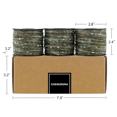 Artisanal Yarn Collection Multifiber Fancy Yarn for Knitting Crocheting Crafts DIY, Set of 3 Rolls(107 Mossy Stone with Silver Flakes) - color: 107 Mossy Stone with Silver Flakes