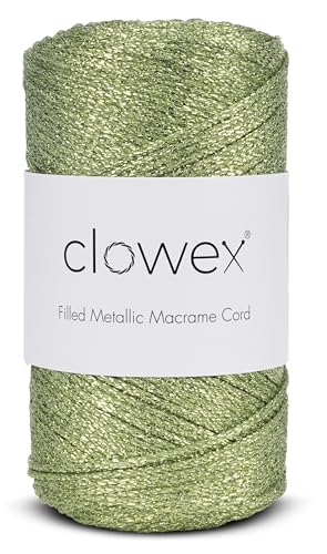 Sparkle Glitter Braided Macrame Cord 2.5mm x 820 ft, Metallic Lurex Shiny Crochet Yarn 273 yds for Bag, Purse, Runner, placemat (1, Pistachio) - color: Pistachio