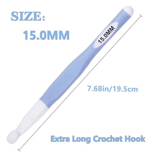 Hobekoee 15mm Large Crochet Hook,Big Crochet Hooks for Chunky Yarn,Extra Long Crochet Hooks with Soft Ergonomic Handle for Crocheting Yarn,Wool Roving - size: 15mm