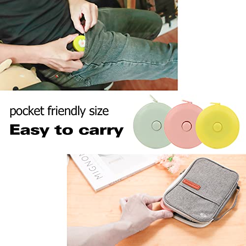 3 Pack Measuring Tape Retractable, Mini Soft Cartoon 60Inch Measuring Tape for Body Flexible Tape Measure for Tailor Sewing Craft Cutting Ruler Tools Height Waist Weight Loss Measure Tape - color: Yellow + White +Pink