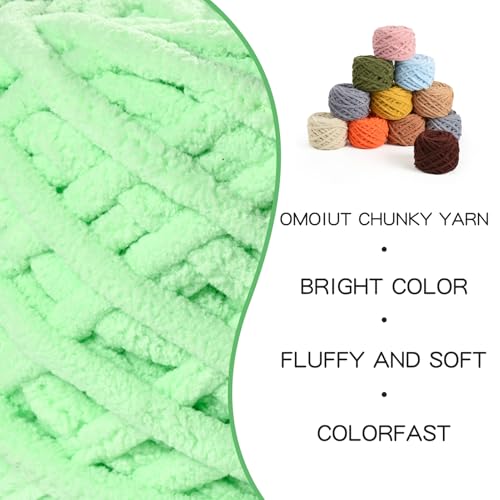 Plush Chenille Chunky Yarn 100g (49.2yd) - Fluffy Velvet Yarn Crochet for Blanket Knitting and Crocheting - Baby Yarns for Crocheting Soft - Amigurumi Yarns (Aqua Green) - color: Aqua Green