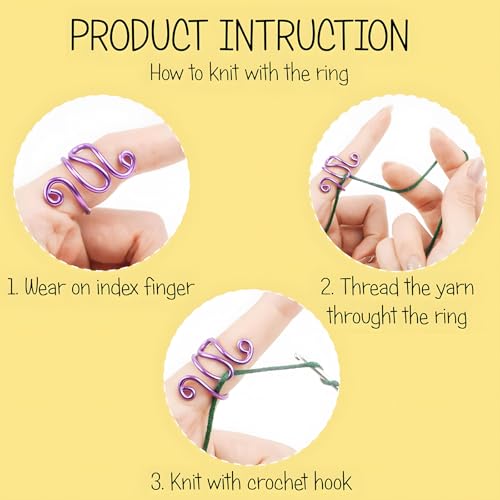 Crochet Tension Rings for Women Adjustable Crochet Hooks Ring - color: Pink