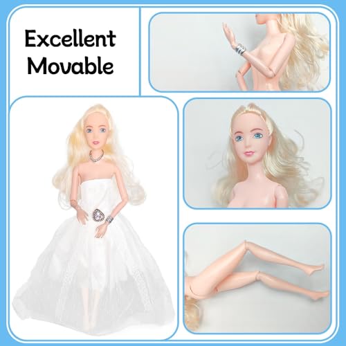 Fashion Dolls Set, Stylish Twin 12 Inch Doll Toy, Trendy Outfits for Fashionable Play, Perfect Good Gift - style: Wedding Dress