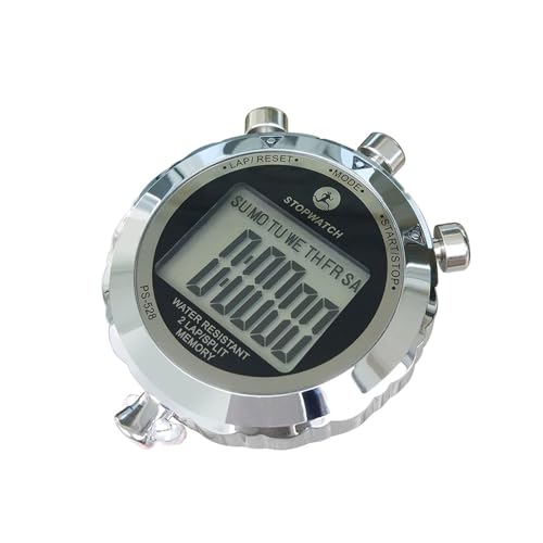 Stopwatch, Metal Stop Watch for Sports 10/100/400 Laps, Stopwatches Timer for Coach Sports Running with 0.01second & 0.001second Timing, Conutdown, Alarm - color: 2 Lap Metal