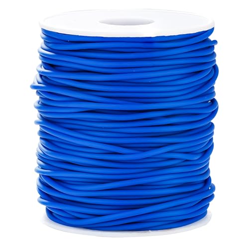 Hollow Rubber Tube 54 Yards 2mm Marine Blue Stitch Keeper with 1mm Hole | Tubing Knitting Barber Cord Rubber Pipe with Spool for Knitting Projects Jewelry Making and Bead Creations - color: Marine Blue