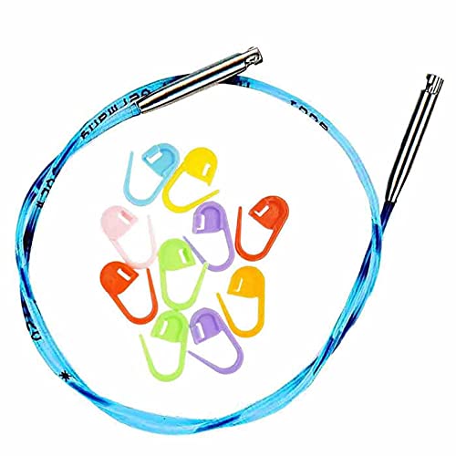 addi Skacel Click Interchangeable Cord 20 Inch for 3.5in., Rocket Tips | Uses addiClick Interchangeable System, Actual Length 13 inch 33cm) for Rocket Lace and Rocket 2 Squared Circular Tips - size: Actual 13 inch 33cm), Makes 20 inch (50m)