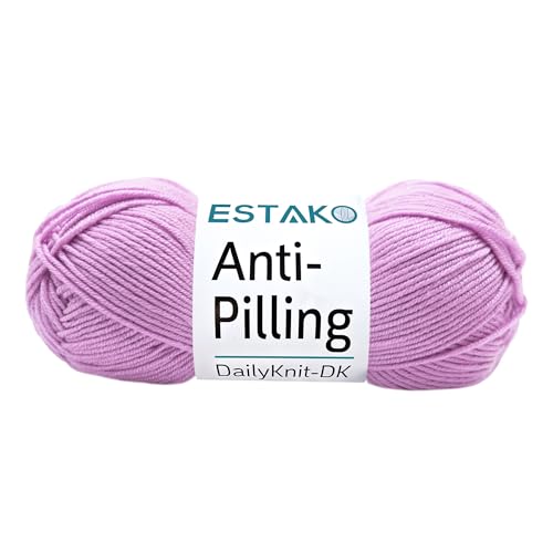 Estako DailyKnit-DK Anti-Pilling Acrylic Yarn, Soft Baby DK Weight 3, Lilac | crocheting projects, double knit, lightweight, 100 g, 273 yds, blankets, amigurumi, granny squares, machine washable - color: 80006 - Lilac, size: Pack Of One