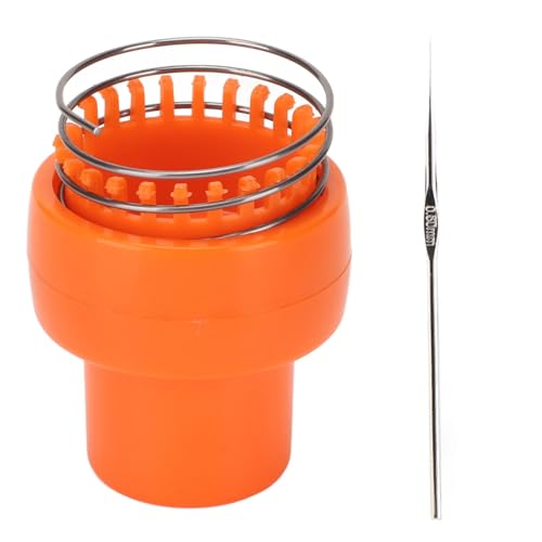 Jeanoko Mini Machine, Wire Crochet Orange Ergonomic Design Auto Release Safe Durable Wire Crochet Knitter for Hat Scarf Socks