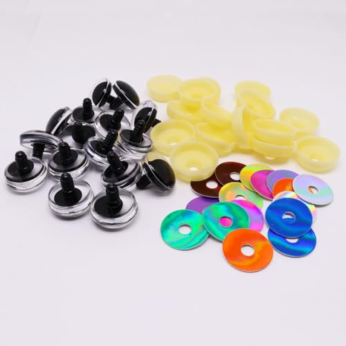 BUXIMN 16pcs 30mm 3D Large Safety Eyes for Crocheting, Tie Dye Laser Crochet Safety Eyes,for Stuffed Animals Doll Eye Crafts - color: Colorful A, size: 30mm