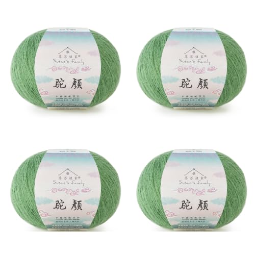 Susan's Family Alpaca Wool Yarn 4x50g/361Yds - Stone Green | Soft and Durable Alpaca Wool Blend Yarn, Crochet and Crafts - color: 22#Stone Green