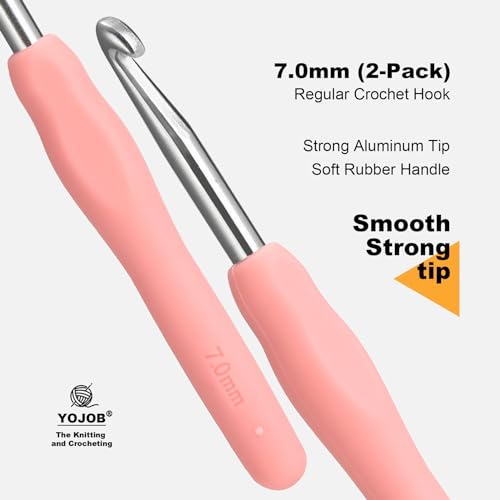 2Pcs 7.0mm Crochet Hooks, Ergonomic Crochet Hook for Arthritis and Beginners, Extra Long, Smooth, Comfortable (7.0mm) - size: 7.0mm