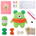Autglint Monster Crochet Kit for Complete Beginners, Amigurumi Animal Starter Kit with Detailed Video Tutorials, Learn to Crochet Kit with Non-Split Pre-Started Yarn - Green Monster - style: Monster