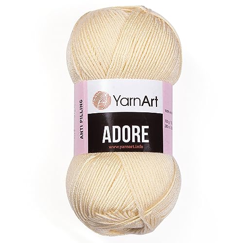 1 Skein YarnArt Adore, Antipilling Yarn, 100% Antipilling Acrlylic, 100 g (3.5 oz), 280 m (306 yd), 3 : Light-DK, Cream - 331 - color: Cream - 331