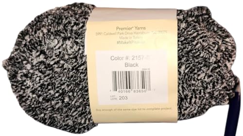 Black Color Ultra Soft Premier Yarn-Just Chenille Yarn, 65 Yards, 1 Skeins