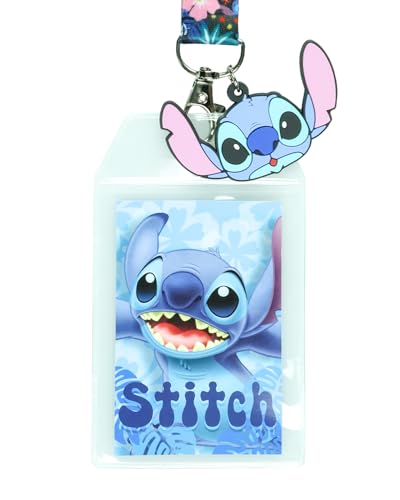Disney Lilo and Stitch Tropical Breakaway Lanyard ID Badge Holder with 2" Rubber Charm