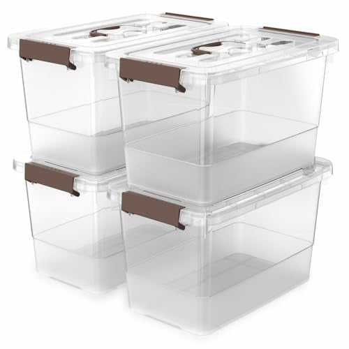 4 Pack-Plastic Storage Bins with Lids and Handle, Clear Plastic Latching Box for Storage, Stackable Storage Containers for Organizing, Multi-Purpose, 7 Quart - color: Clear, size: 7 Quart