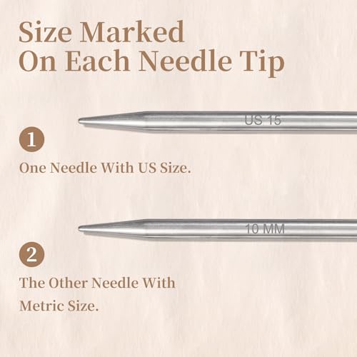 HARFINGTON Circular Knitting Needle Set US Size 8 (5mm) 31.5" Long Stainless Steel Round Knitting Needles with Large-Eye Blunt Needles Stitch Markers for Sock Sweater Gloves, White - color: White, size: 5mm/31.5"