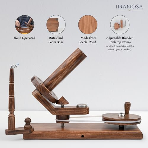 Handcrafted Jumbo Yarn Winder for Crocheting Set - Yarn Ball Winder Large Capacity with Anti-Slip Foam Base, Perfect Yarn Winder and Swift for All Yarn - Antique Beechwood (Winder + Swift) - color: Antique Beechwood (Winder + Swift)