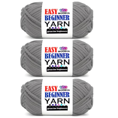 3 Pack Dark Grey Beginners Crochet Yarn for Crocheting and Knitting with Easy to See Stitches Cotton Nylon Blend Easy Yarn for Beginner Crochet Kit(3 * 50g)-Dark Grey - color: Dark Grey, size: 3 Pack