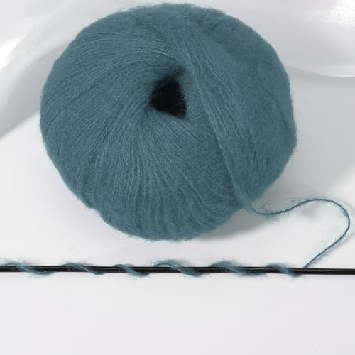 PATIKIL 2 Skeins Mohair Yarn, Soft Yarn Faux Mohair Fuzzy Fur Fine Fluffy Yarns Thin for Crocheting Knitting Sweater Scarf Hat Crafts Blanket Rug, Dark Blue - color: Dark Blue